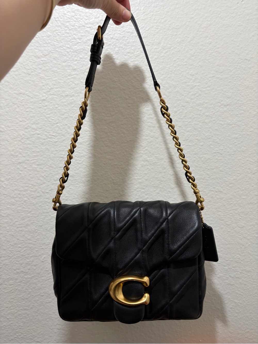 Coach Black Quilted Shoulder Bag with Gold Hardware